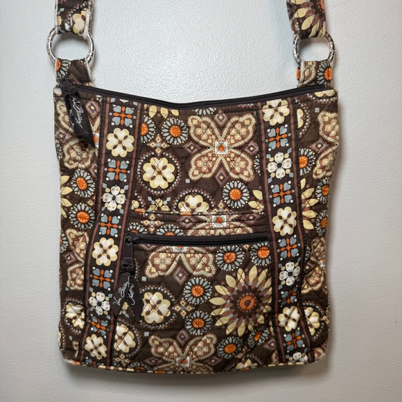 Vera Bradley Quilted Crossbody Bag Purse Canyon Floral Print Brown Adjustable - Picture 2 of 7